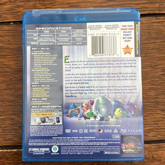 Blu-Ray Collections of Disney Pixar Monsters Inc and Monsters University - Picture 3 of 10